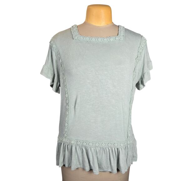 Live & Let Live Womens XL Blouse Sage Green Stretch Flowy Earthy Casual Chic - Picture 1 of 10